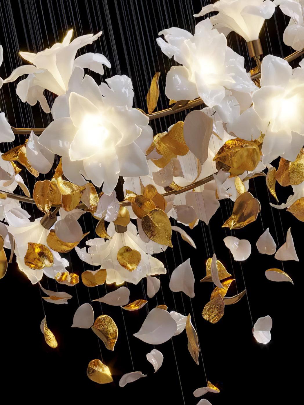 Flying Flowers Fluttering Chandelier - Model F L 31.5″ x H 23.6″ / L 80cm x H 60cmBrass & WhiteBlushlighting