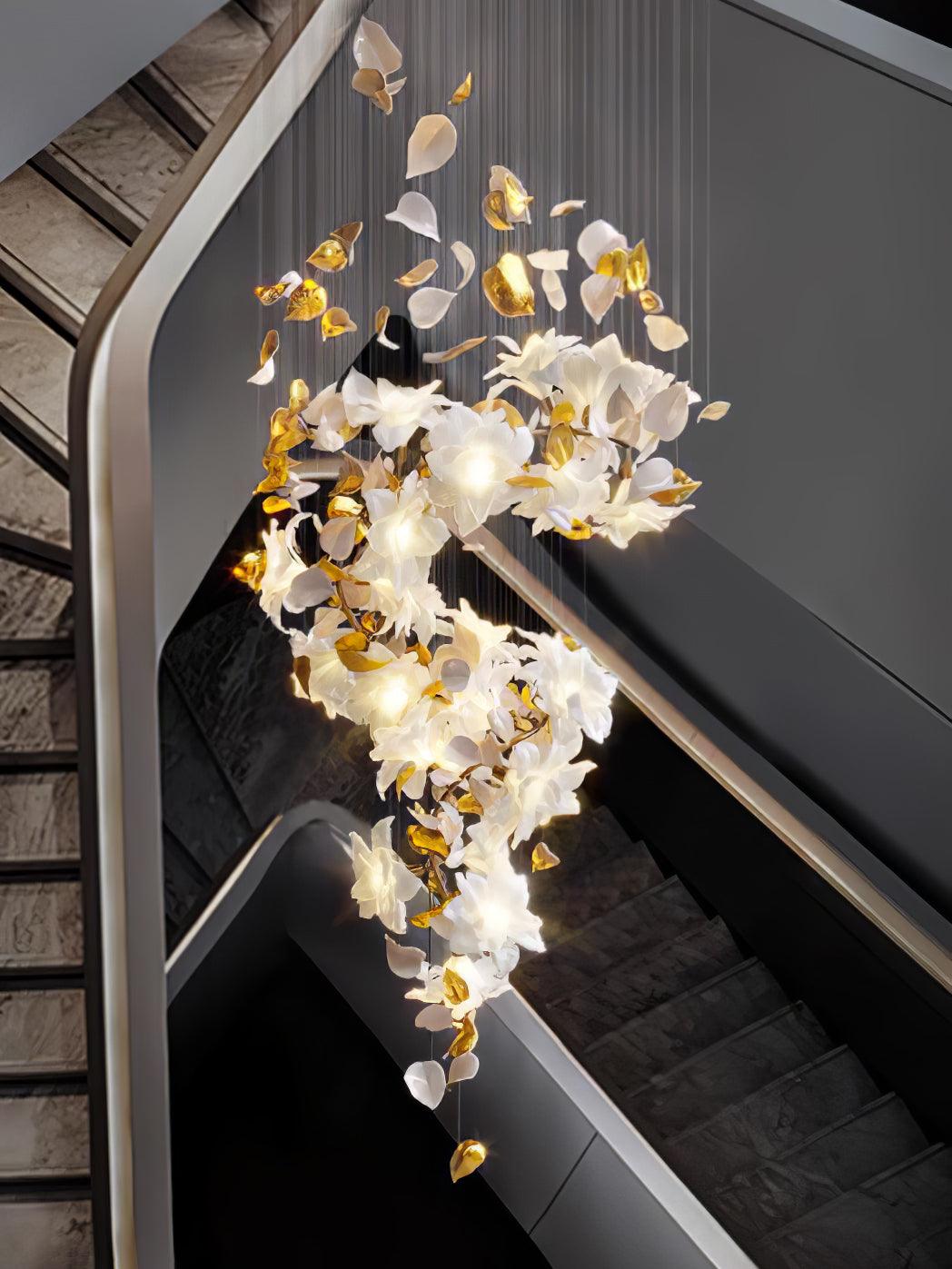 Flying Flowers Fluttering Chandelier - Model F L 31.5″ x H 23.6″ / L 80cm x H 60cmBrass & WhiteBlushlighting