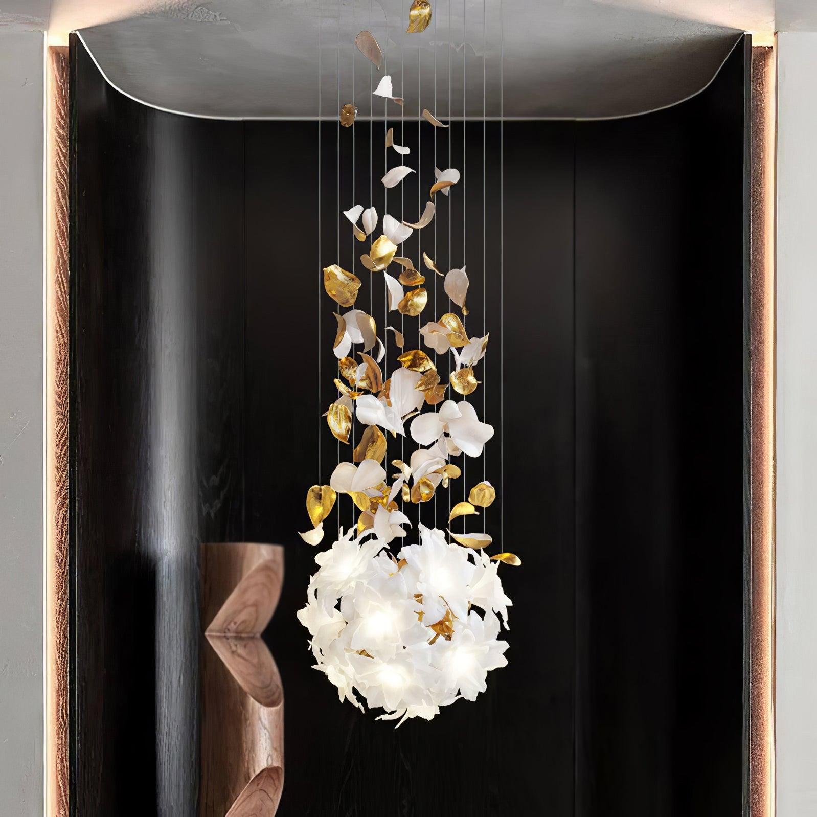 Flying Flowers Fluttering Chandelier - Model F L 31.5″ x H 23.6″ / L 80cm x H 60cmBrass & WhiteBlushlighting