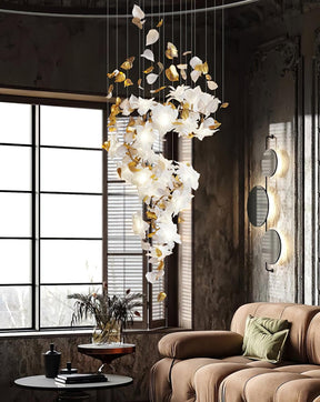 Flying Flowers Fluttering Chandelier - Model F L 31.5″ x H 23.6″ / L 80cm x H 60cmBrass & WhiteBlushlighting