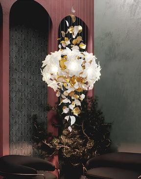 Flying Flowers Fluttering Chandelier - Model F L 31.5″ x H 23.6″ / L 80cm x H 60cmBrass & WhiteBlushlighting