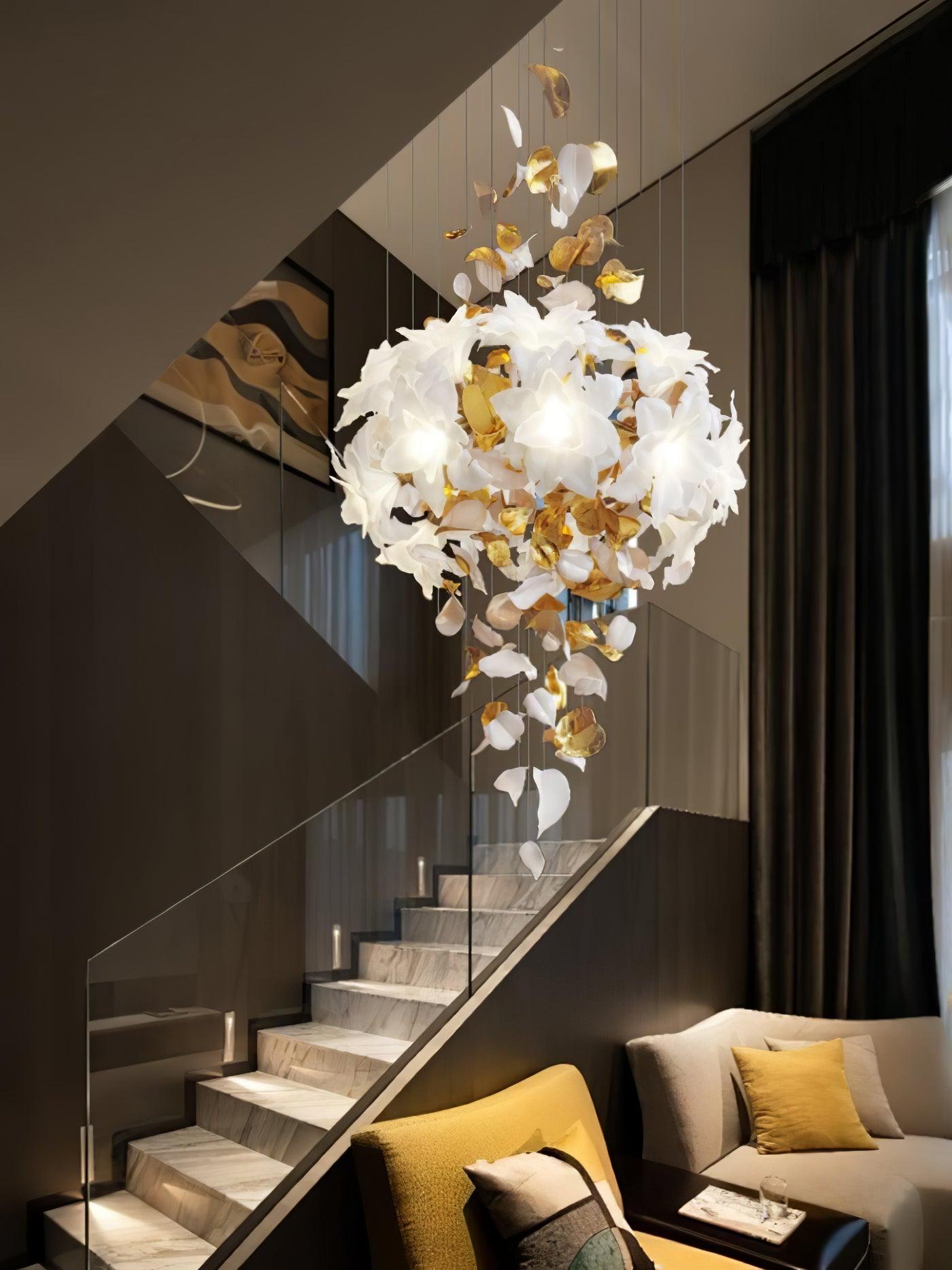 Flying Flowers Fluttering Chandelier - Model F L 31.5″ x H 23.6″ / L 80cm x H 60cmBrass & WhiteBlushlighting