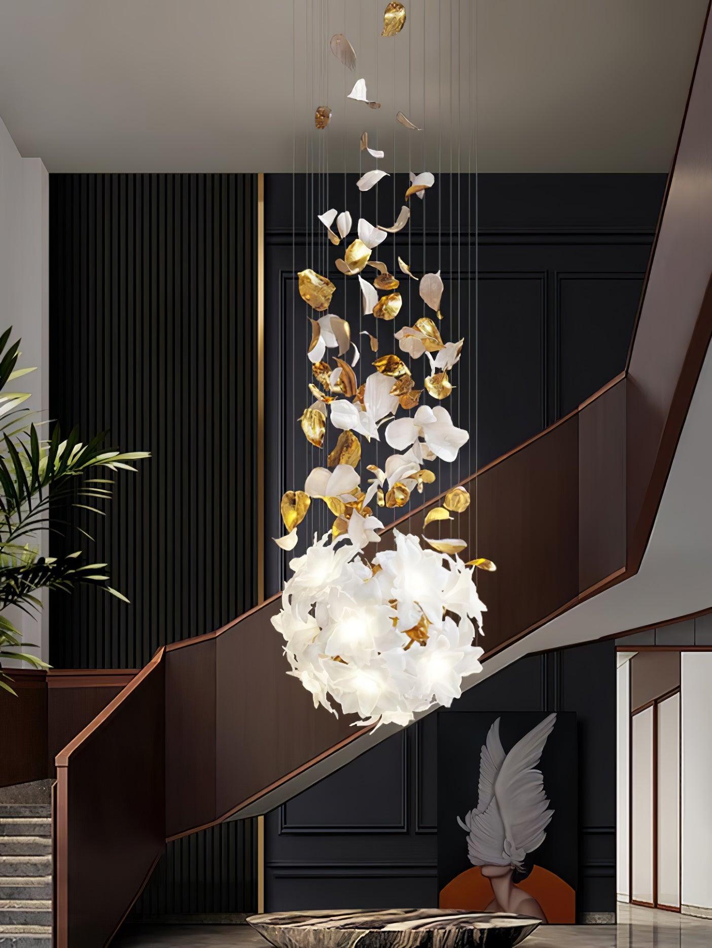 Flying Flowers Fluttering Chandelier - Model F L 31.5″ x H 23.6″ / L 80cm x H 60cmBrass & WhiteBlushlighting