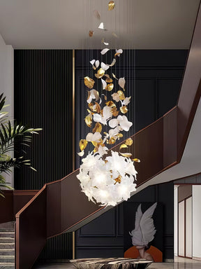 Flying Flowers Fluttering Chandelier - Model F L 31.5″ x H 23.6″ / L 80cm x H 60cmBrass & WhiteBlushlighting