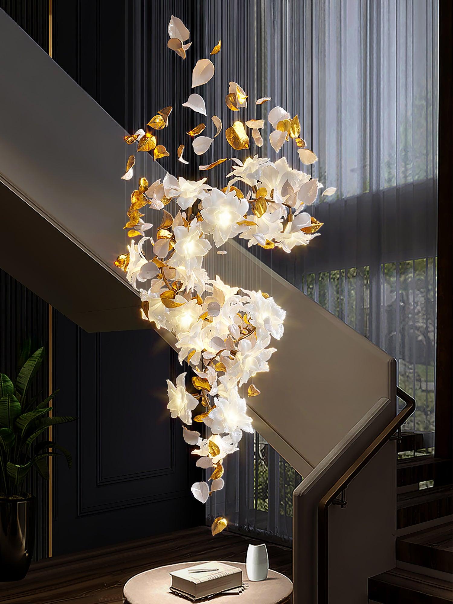 Flying Flowers Fluttering Chandelier - Model F L 31.5″ x H 23.6″ / L 80cm x H 60cmBrass & WhiteBlushlighting