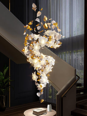 Flying Flowers Fluttering Chandelier - Model F L 31.5″ x H 23.6″ / L 80cm x H 60cmBrass & WhiteBlushlighting