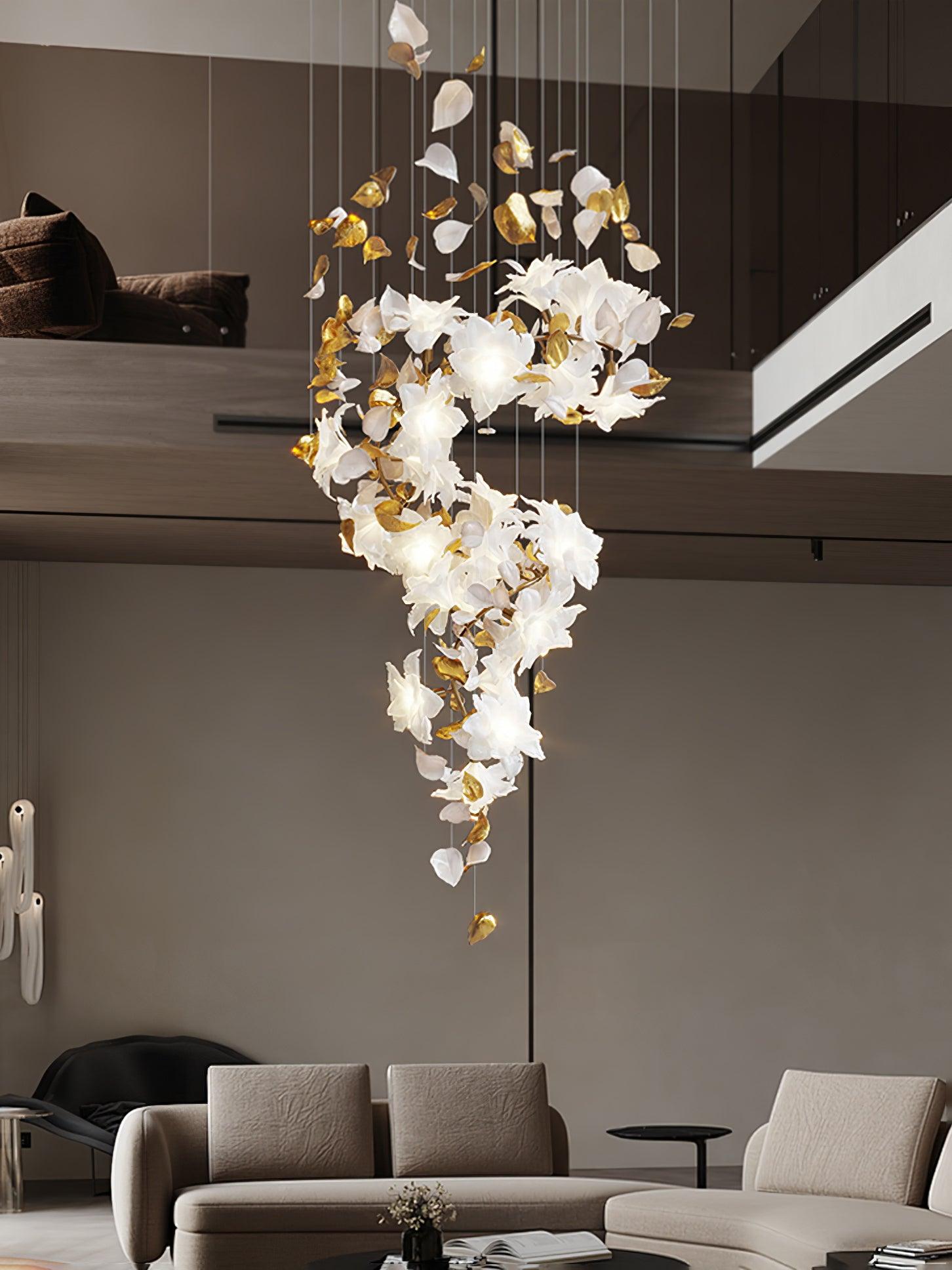 Flying Flowers Fluttering Chandelier - Model F L 31.5″ x H 23.6″ / L 80cm x H 60cmBrass & WhiteBlushlighting