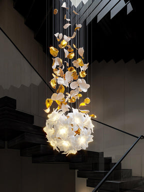 Flying Flowers Fluttering Chandelier - Model F L 31.5″ x H 23.6″ / L 80cm x H 60cmBrass & WhiteBlushlighting