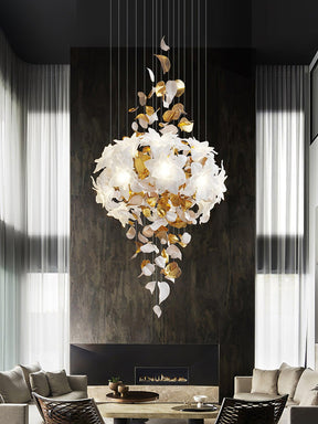 Flying Flowers Fluttering Chandelier - Model F L 31.5″ x H 23.6″ / L 80cm x H 60cmBrass & WhiteBlushlighting