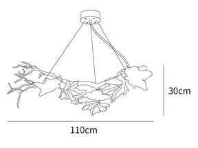 Folio Branch Brass Glass Chandelier