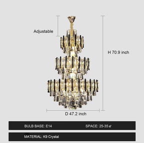 Foyer 3 Layers Extra Large Crystal Chandelier for Living Room Staircase Ceiling Lighting Fixture