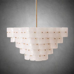 Chandelier  Francis Bubbled Glass Tiered Brass