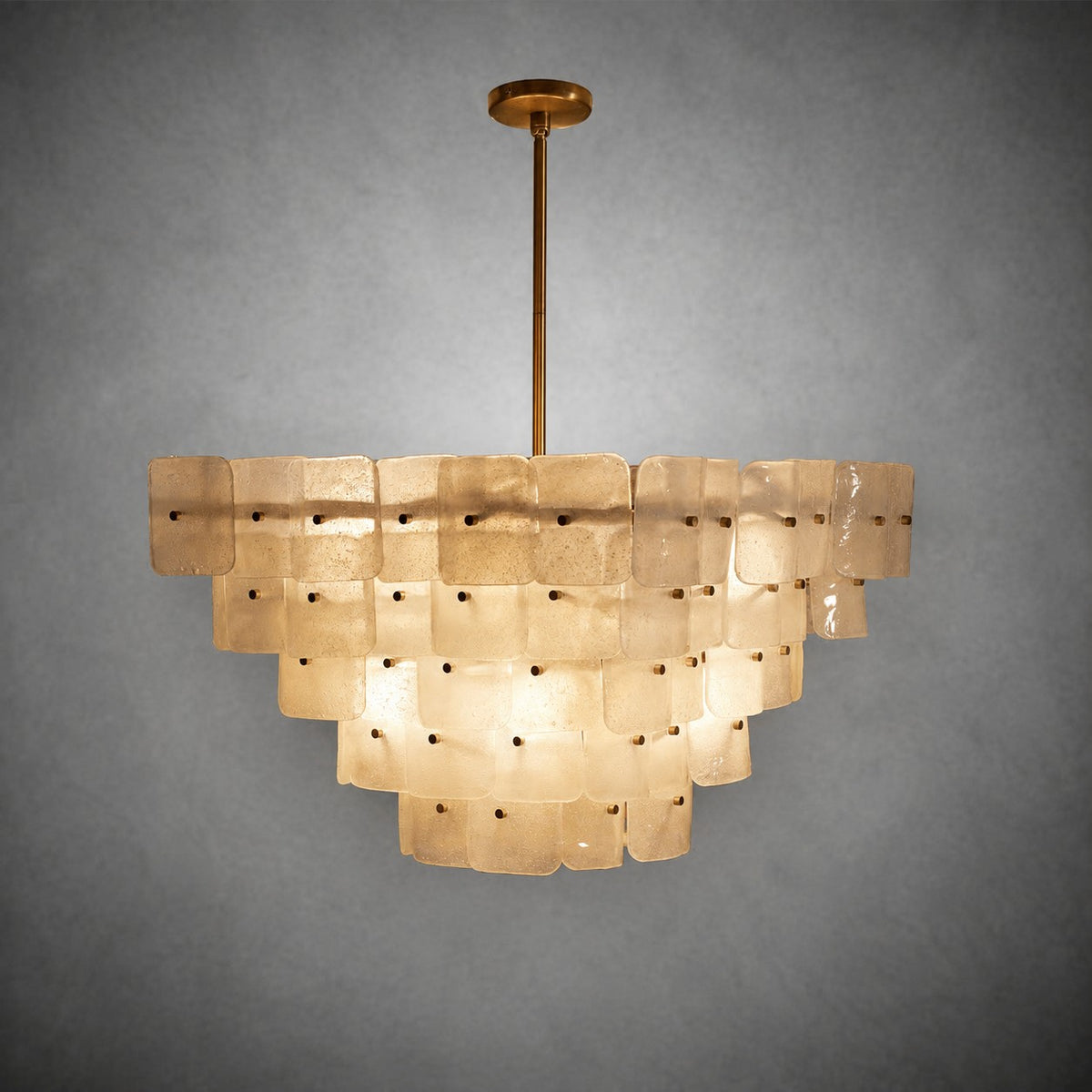 Chandelier  Francis Bubbled Glass Tiered Brass