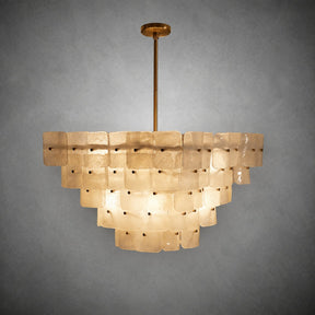 Chandelier  Francis Bubbled Glass Tiered Brass