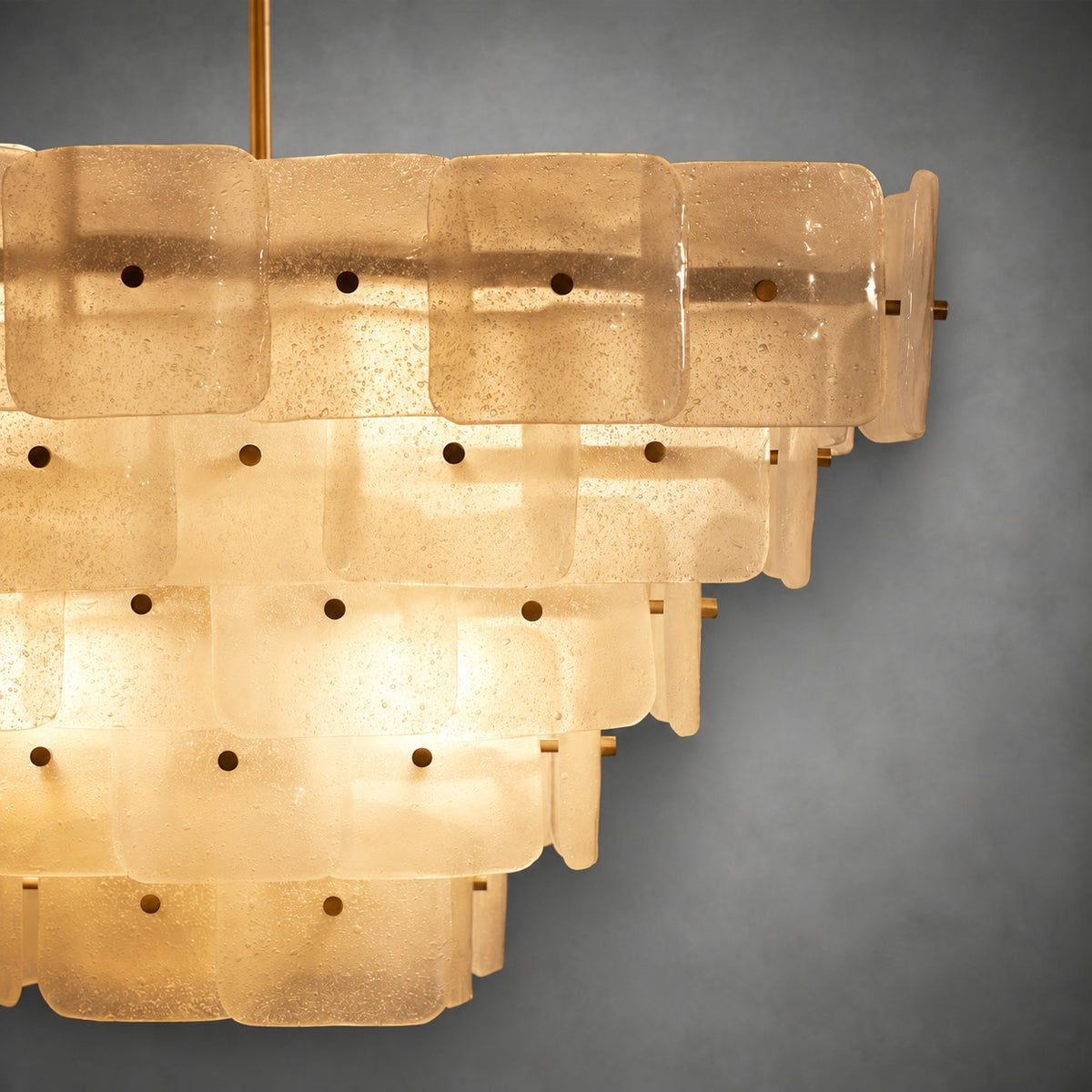 Chandelier  Francis Bubbled Glass Tiered Brass