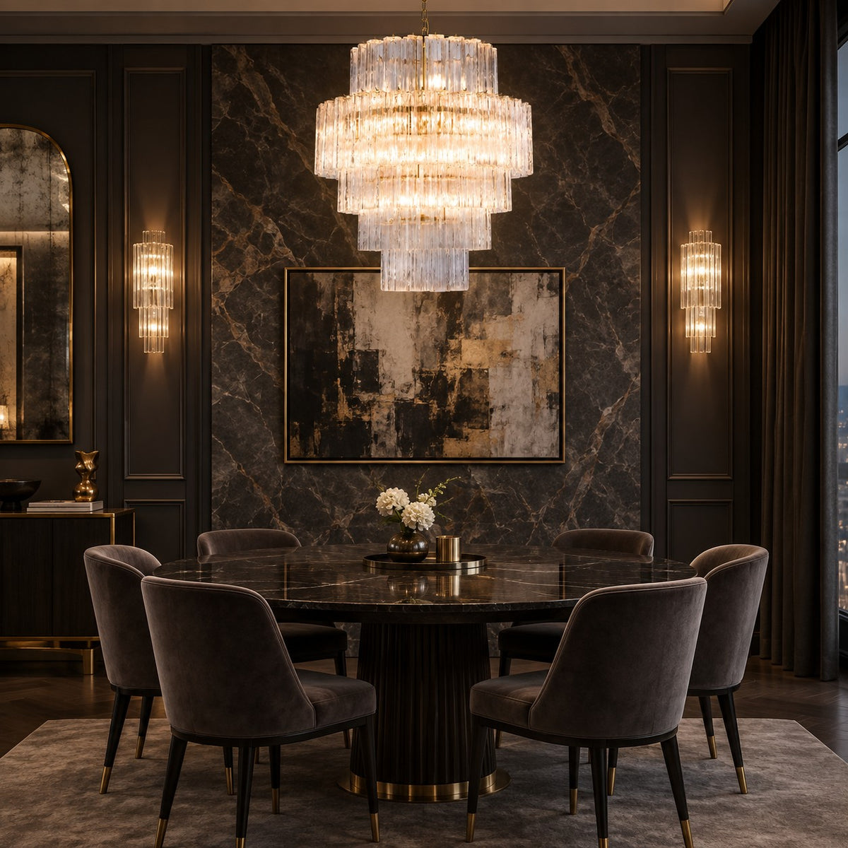 Freccia Treviso Murano Glass Tube Chandelier