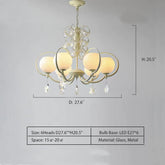 creative,cream,crystal, texture, Pearls,chandelier,shining, French, White, living room, bedroom,branch,Hemisphere,soft,gentle,6Heads: D27.6"*H20.5" 8Heads: D31.5"*H20.5" 10Heads: D39.4"*H20.5"