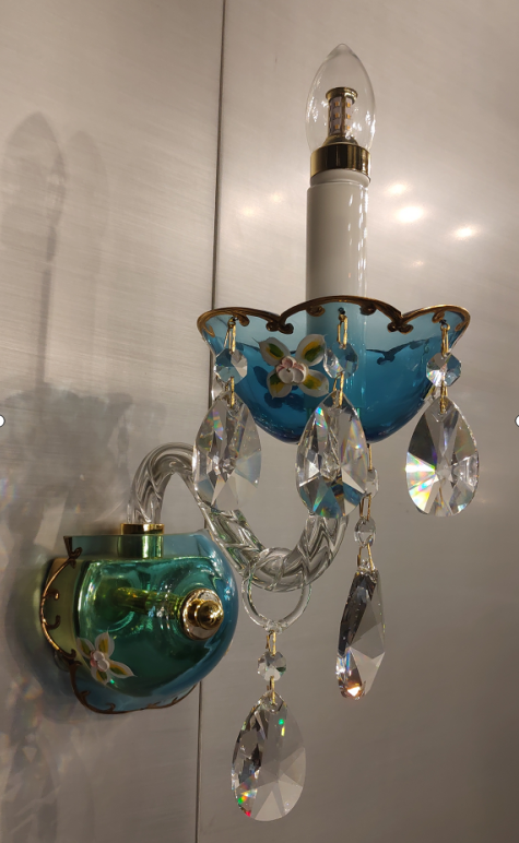 French Romantic Blue Crystal Designer Chandelier Modern Art Candle Branch Light Fixture For Bedroom/Living Room/Dining Room