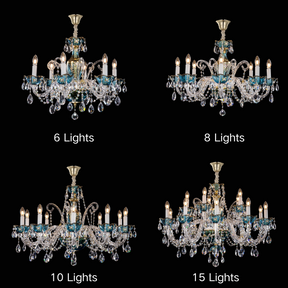 French Romantic Blue Crystal Designer Chandelier Modern Art Candle Branch Light Fixture For Bedroom/Living Room/Dining Room