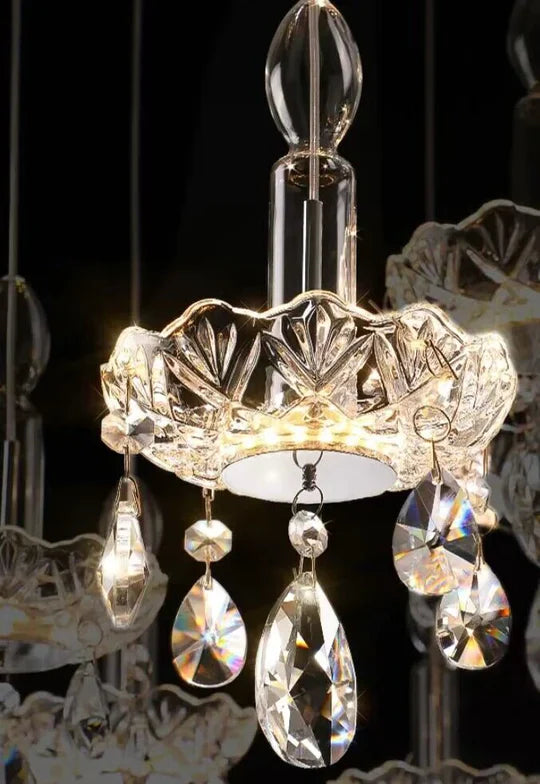 French Romantic Candle Crystal Chandelier White Modern Art Creative Pendant Light For Living Room/Dining Room/Bedroom
