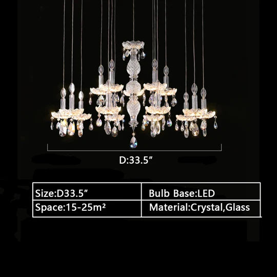 French Romantic Candle Crystal Chandelier White Modern Art Creative Pendant Light For Living Room/Dining Room/Bedroom
