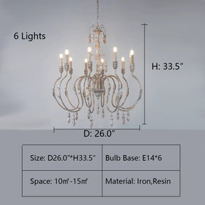 French Vintage Candle Chandelier for Living Room/Bedroom