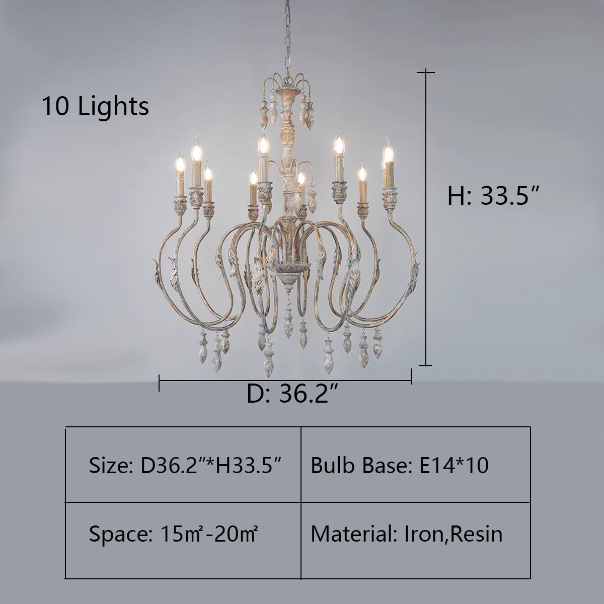 French Vintage Candle Chandelier for Living Room/Bedroom