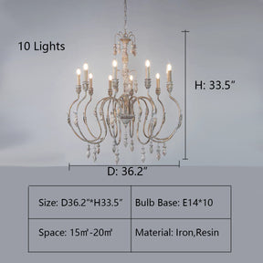 French Vintage Candle Chandelier for Living Room/Bedroom