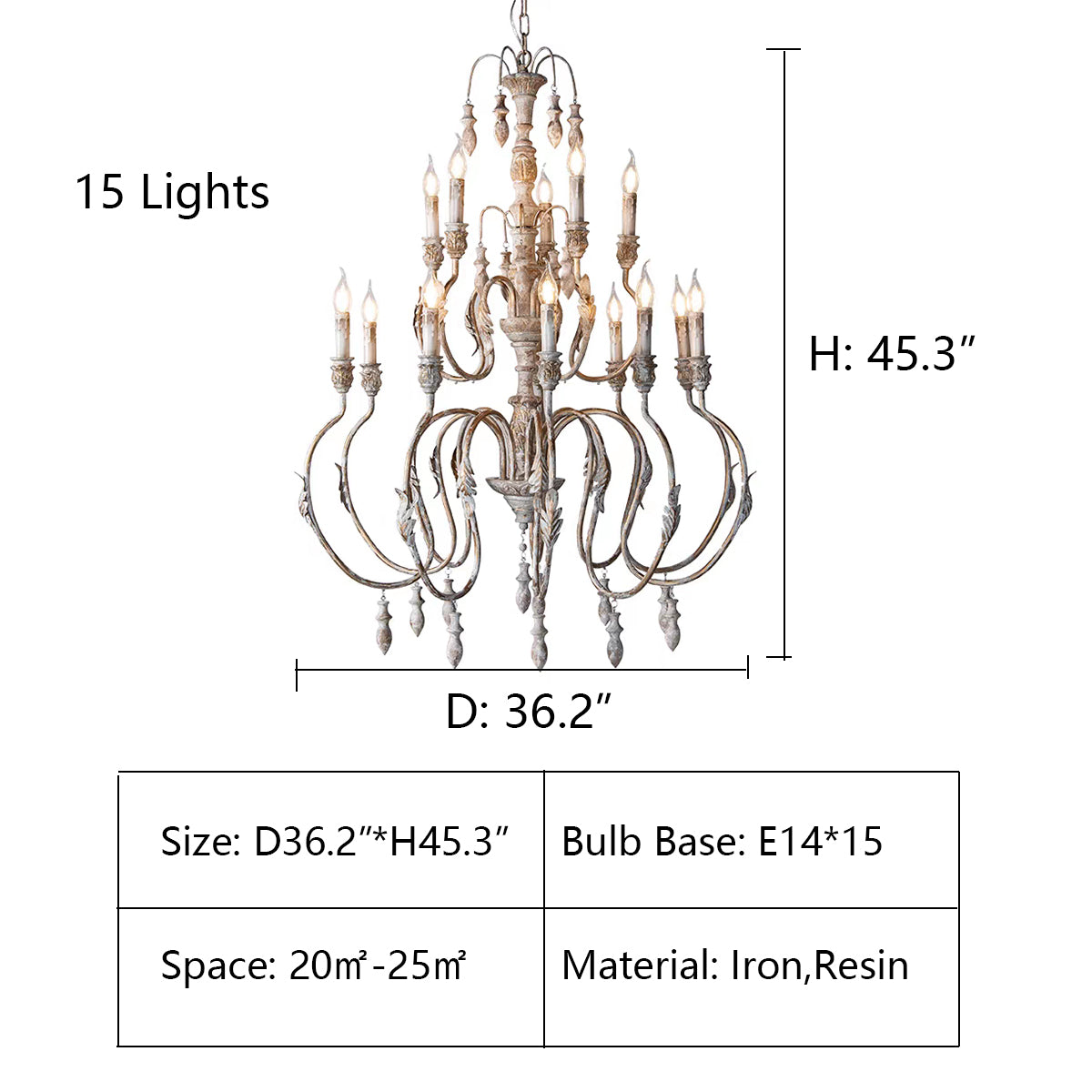 French Vintage Candle Chandelier for Living Room/Bedroom