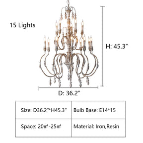 French Vintage Candle Chandelier for Living Room/Bedroom