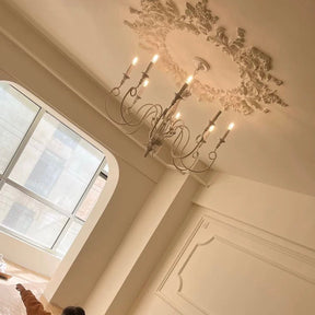 French Village Country Style White Rustic Iron Art Chandelier 6 Lights for Living Room Ceiling Light Instagood