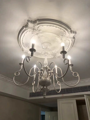 French Vintage Country Style White Rustic Iron Art Chandelier 6/8 Lights for Dining Room Bedroom Living Room