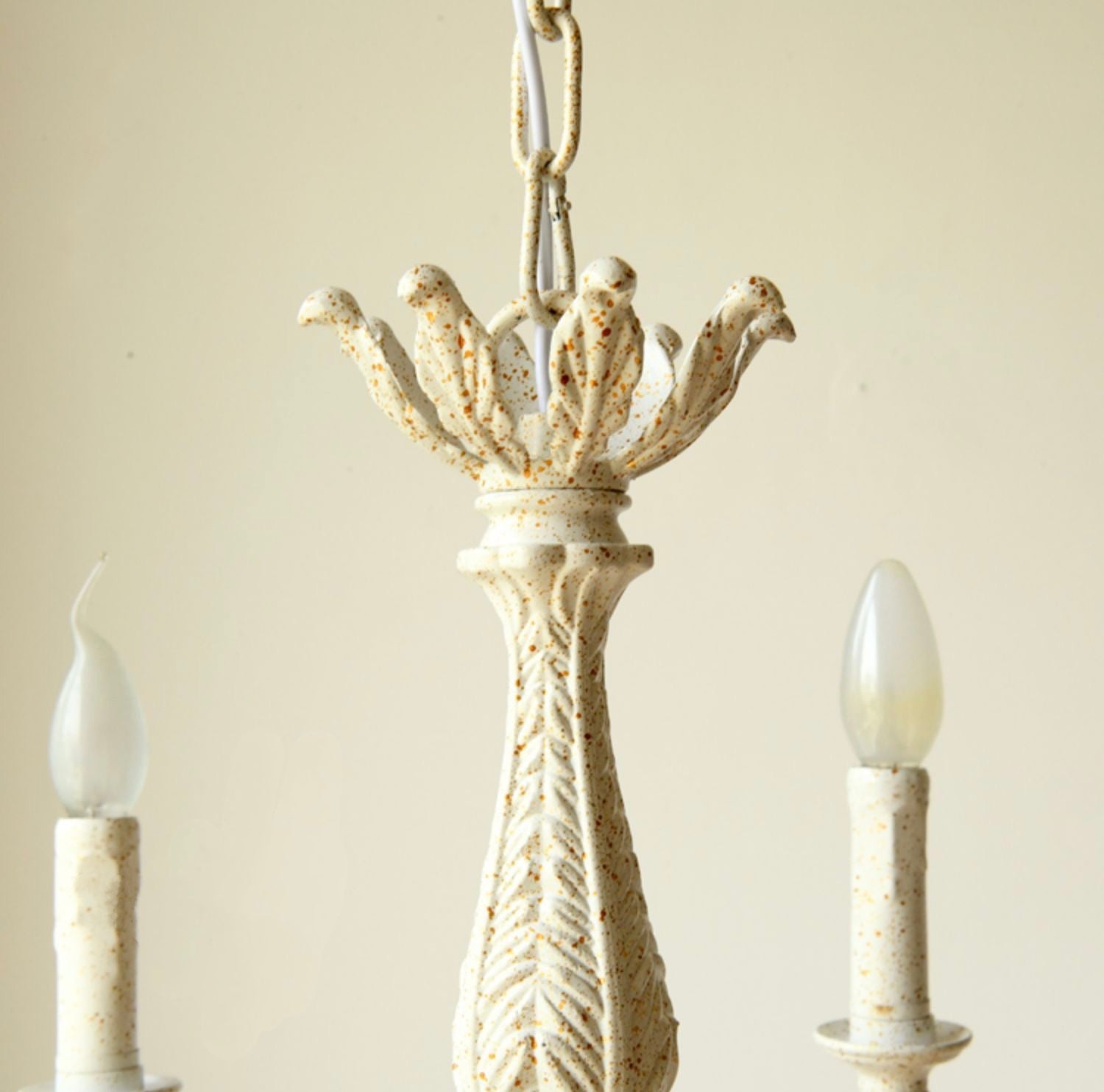 French Vintage Country Style White Rustic Iron Art Chandelier 6/8 Lights for Dining Room Bedroom Living Room