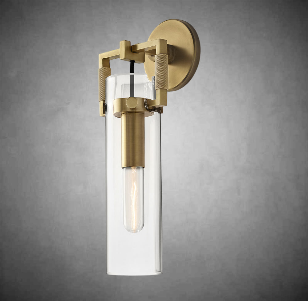 Funda Glass Cylinder Wall Sconce 12”, Wall Light For Bedroom