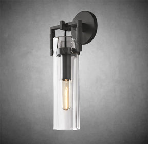 Funda Glass Cylinder Wall Sconce 12”, Wall Light For Bedroom