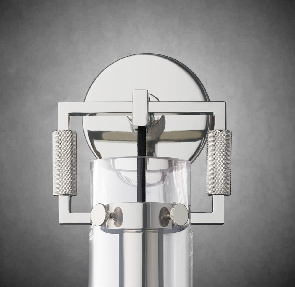 Funda Glass Cylinder Wall Sconce 12”, Wall Light For Bedroom