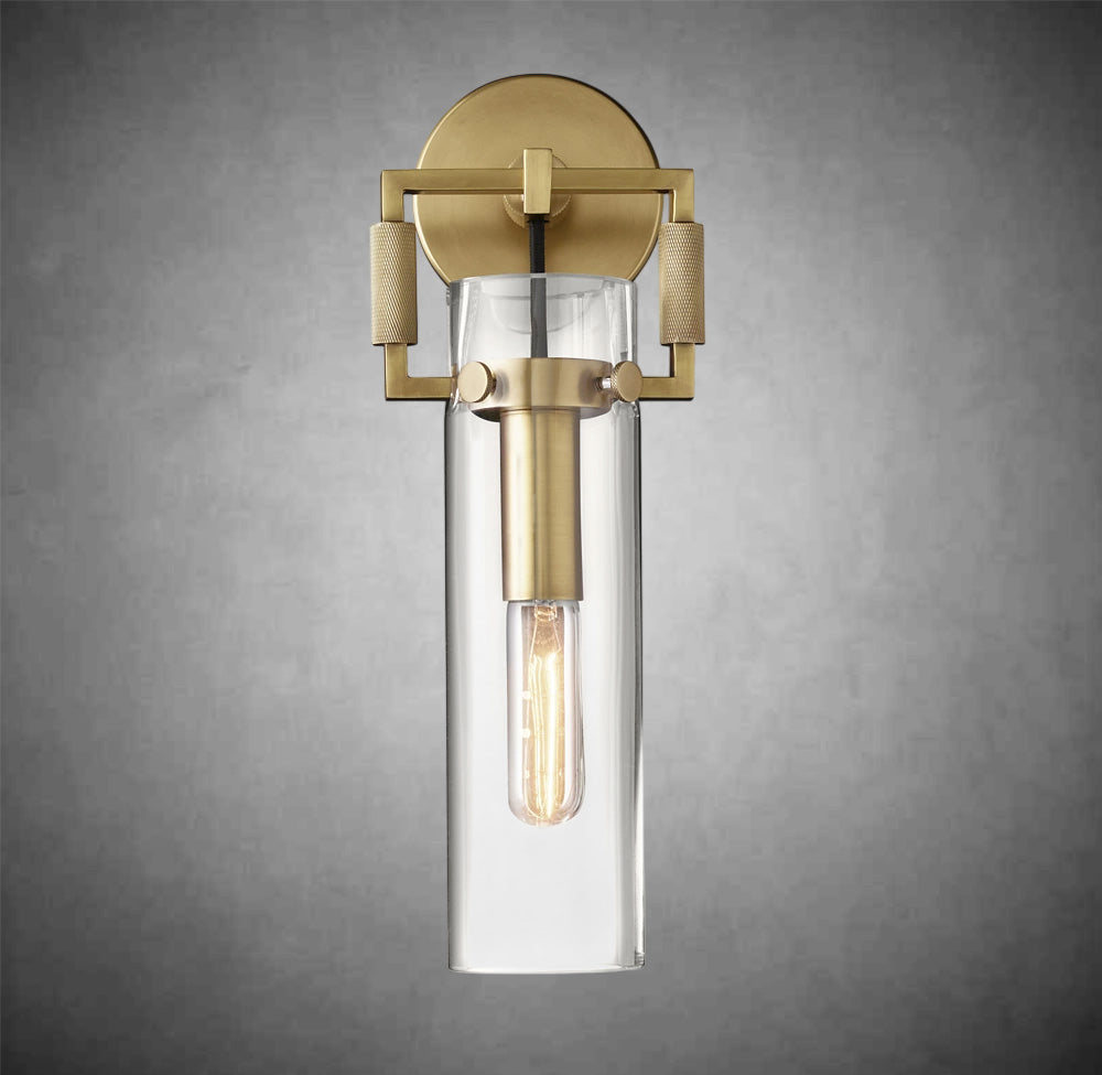 Funda Glass Cylinder Wall Sconce 12”, Wall Light For Bedroom