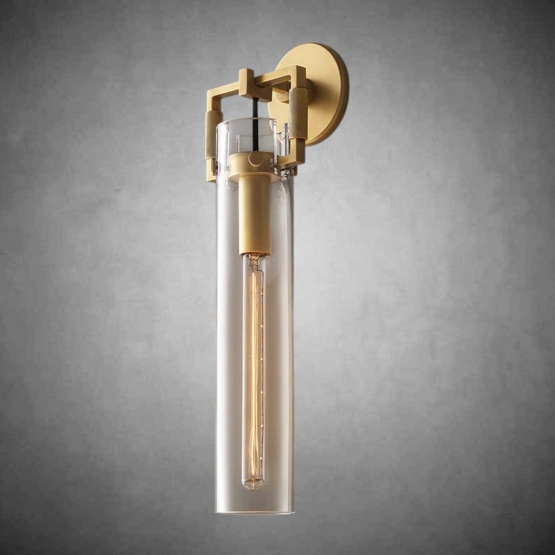 Funda Glass Cylinder Wall Sconce 16”, Wall Light For Bedroom