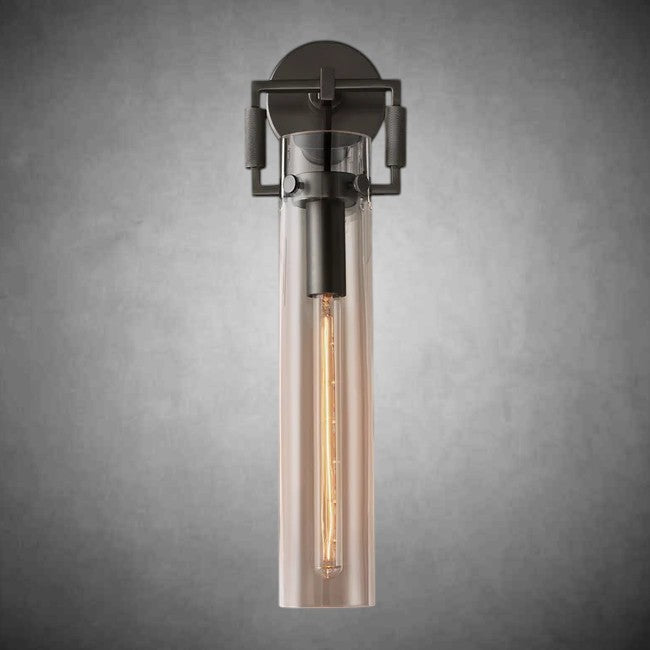 Funda Glass Cylinder Wall Sconce 16”, Wall Light For Bedroom
