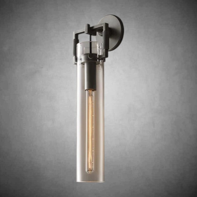 Funda Glass Cylinder Wall Sconce 16”, Wall Light For Bedroom