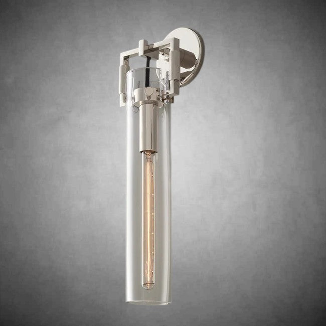 Funda Glass Cylinder Wall Sconce 16”, Wall Light For Bedroom