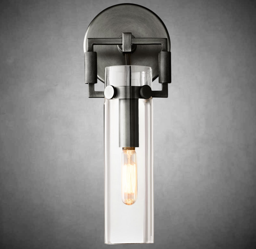 Funda Glass Cylinder Wall Sconce 9”, Wall Light For Bedroom