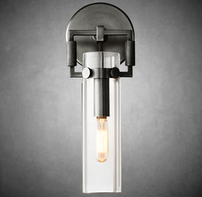 Funda Glass Cylinder Wall Sconce 9”, Wall Light For Bedroom