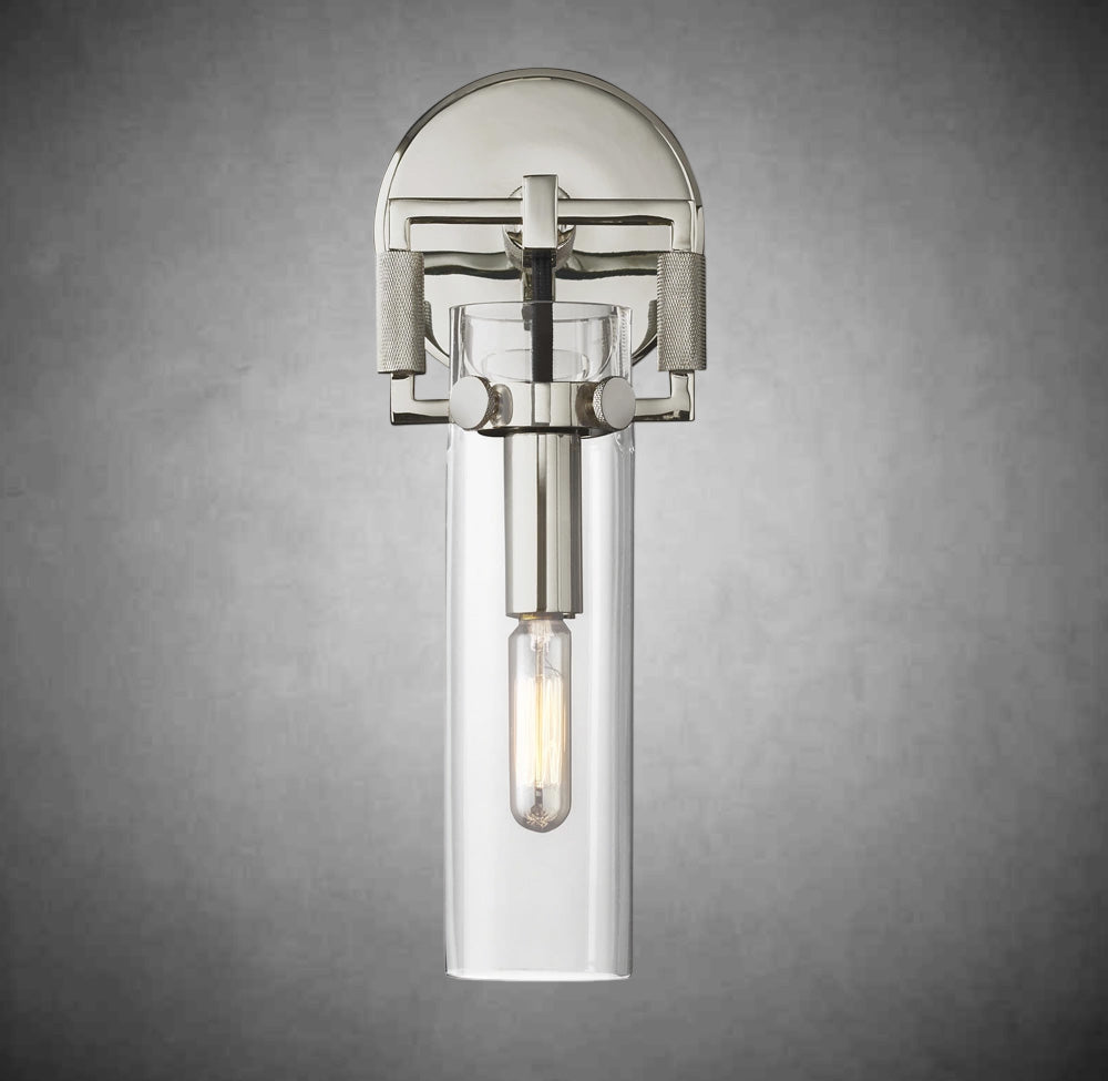 Funda Glass Cylinder Wall Sconce 9”, Wall Light For Bedroom