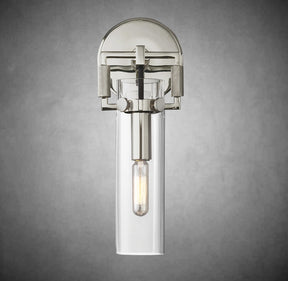 Funda Glass Cylinder Wall Sconce 9”, Wall Light For Bedroom