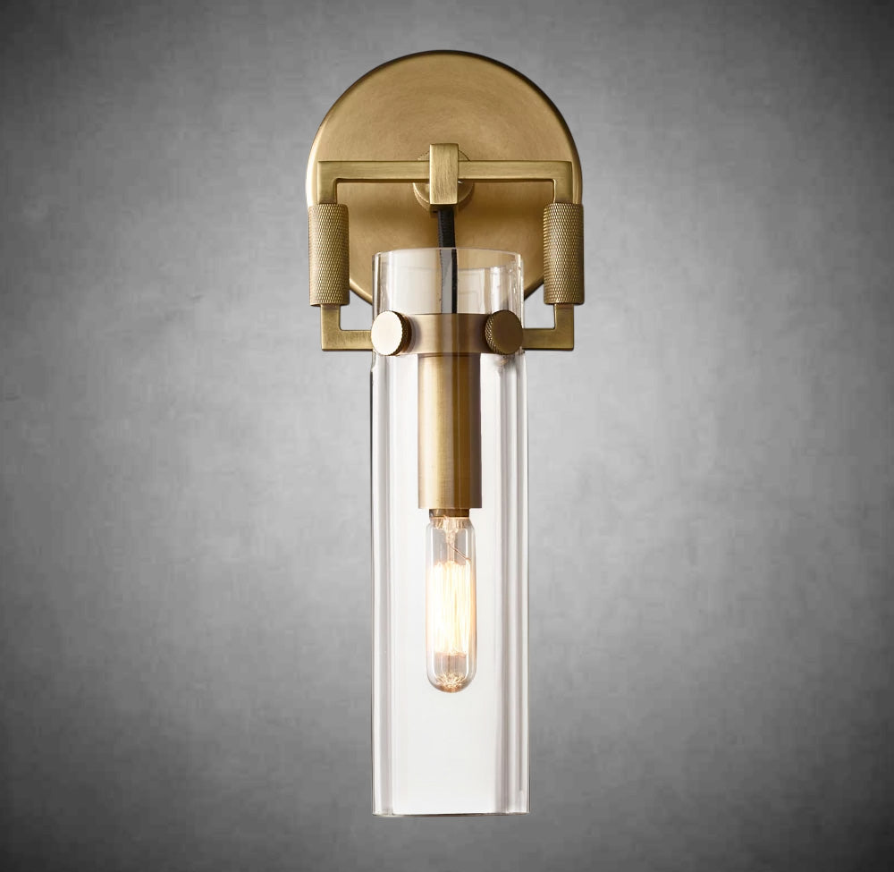Funda Glass Cylinder Wall Sconce 9”, Wall Light For Bedroom