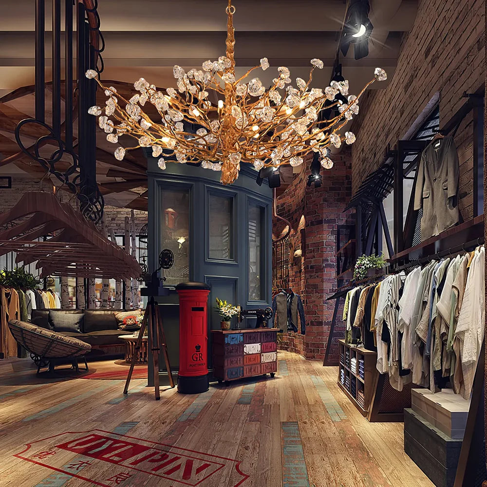 Gemstone Branch Chandelier with Artistic Design for Bedroom or Living Room