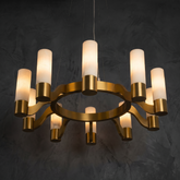 Alabaster Hanging Light Fixtures in brass