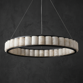 Alabaster Ring Chandelier in a dining room