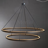 George Elegant Modern Two-Tier Round Lamp Fixture, Metal Chandelier for Living Room, Bedroom, Dining Room